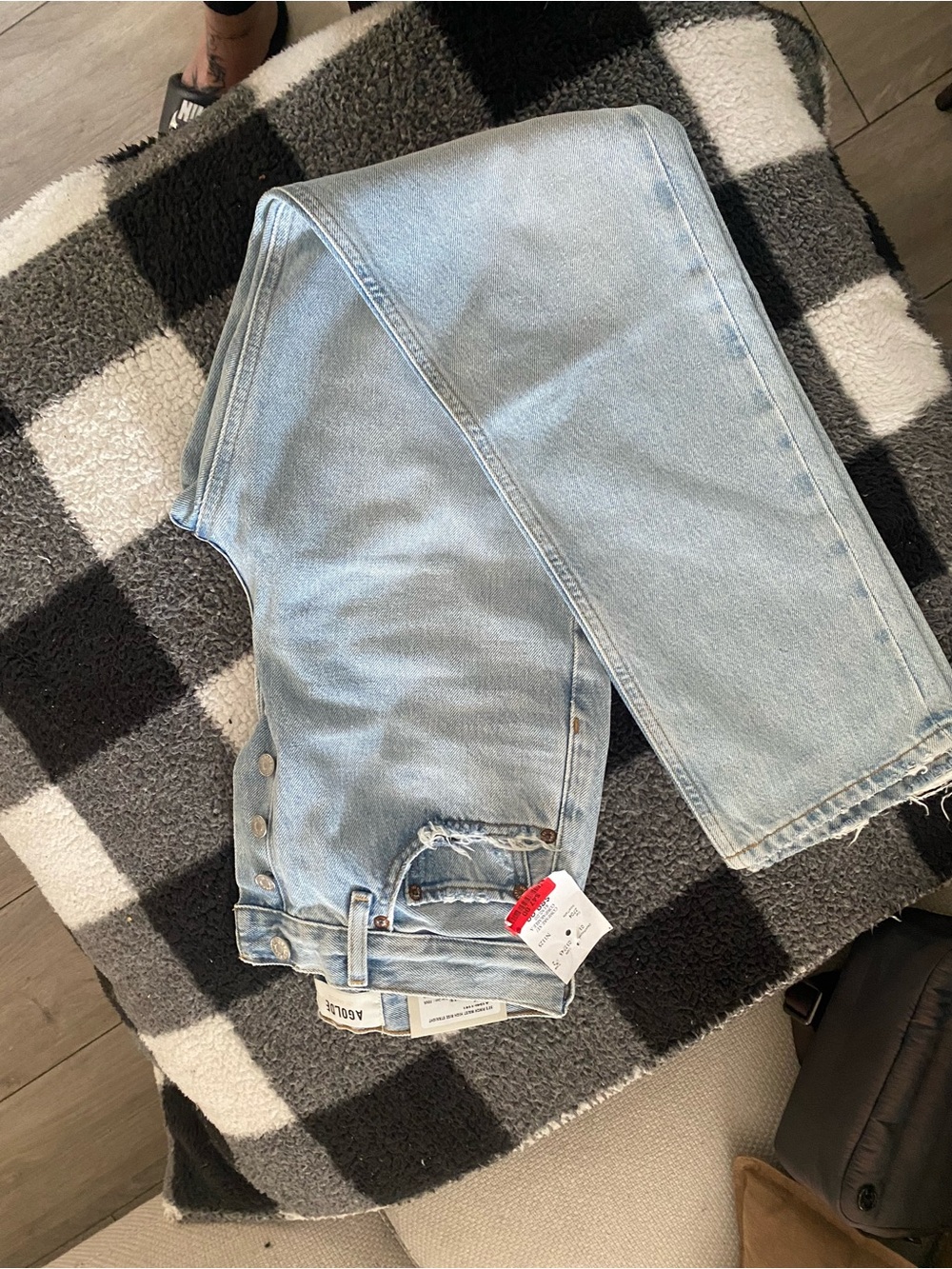 Agolde Light Blue High-Rise Button-Fly Jeans